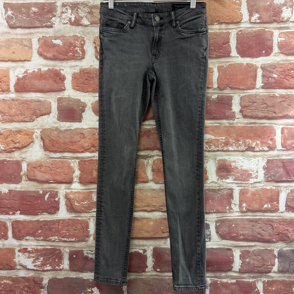 AllSaints Mast Jeans Women's 27 Light Black Gray Skinny Casual Denim Pants
